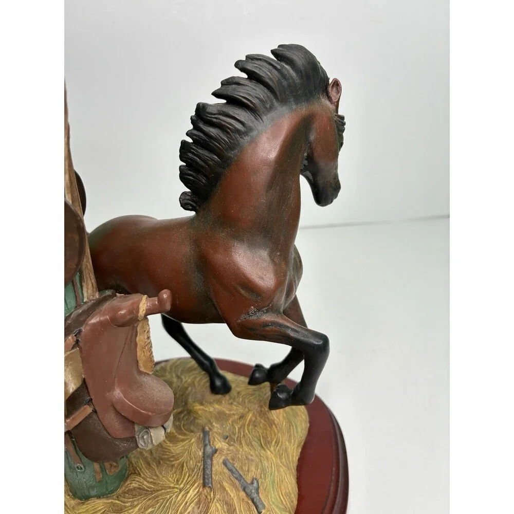 Danbury Mint Noble Brown Stallion Candlestick Holder By Gianni Benveuti